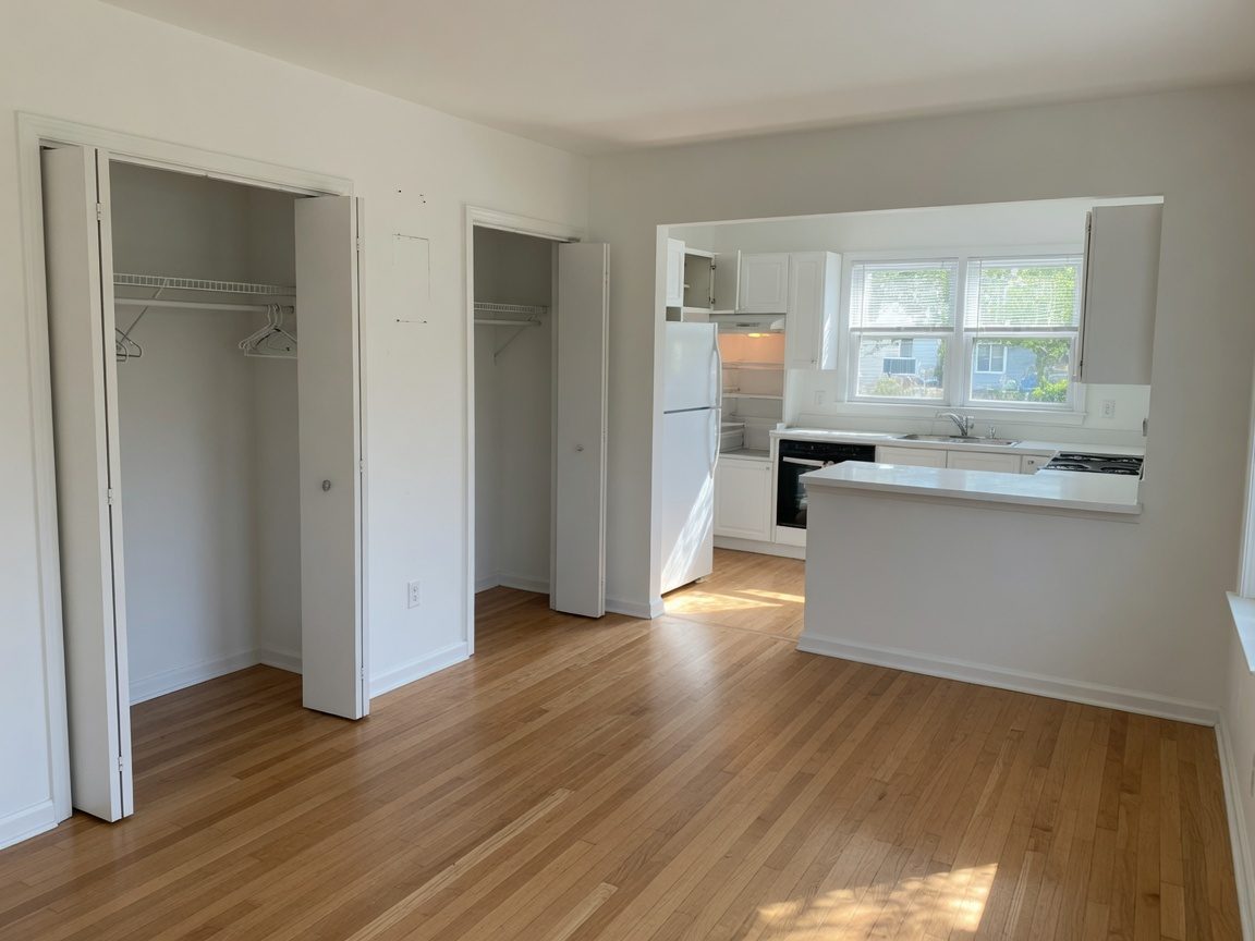 Empty apartment after a thorough move-out clean